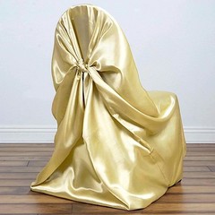 6 Champagne SATIN UNIVERSAL CHAIR COVER Wedding Banquet Reception Decorations