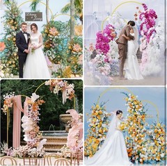 Gold Metal Arch Backdrop Stand Set – 7.2FT & 6FT for Wedding Party Decor