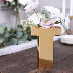 GOLD 6″ Ceramic T Symbol Flower VASE Table Centerpiece Party Events Decorations
