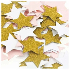 200pcs 3cm Stars WHITE PINK GLITTER GOLD Birthday Wedding Party Decorations Conf