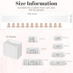 Pack Satin Table Runners 12 x 108 Inch, Heavy-Duty Polyester Table 4 White