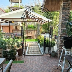 Metal Garden Arch with Ground Stakes Climbing Plant Trellis Wedding Frame Decor