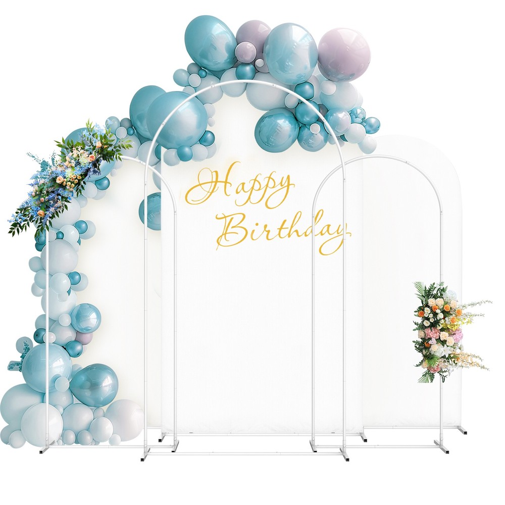 Metal Arch Backdrop Stand and Cover Set 7.2FT/6FT/6FT Wedding Arch Frame Party