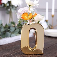 GOLD 6″ Ceramic Q Symbol Flower VASE Table Centerpiece Party Events Decorations