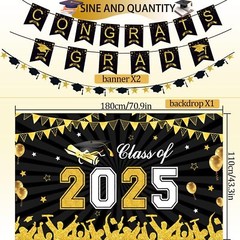 Graduation Decorations 2025 Set include Class of 2025 Backdrop, Congrats Grad…