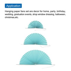 Hanging Paper Fans Party Set 6Pcs Decoration for Home Birthday Wedding(Blue)
