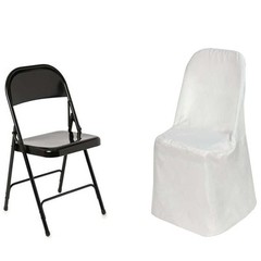 100 Ivory Polyester FOLDING Flat CHAIR COVERS Wedding Party Banquet Decorations