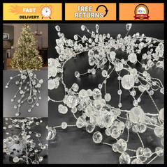 192″ Acrylic Crystal Diamond Garland – Frosted & Cut Beaded Glitter String (Set