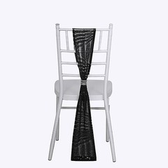 5 BLACK Tulle CHAIR SASHES Sequins Geometric Pattern Party Events Decorations