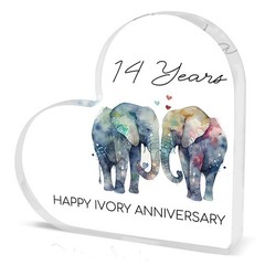 14th Wedding Anniversary heart Acrylic 3.94 x x 0.49 inches, Multicolor