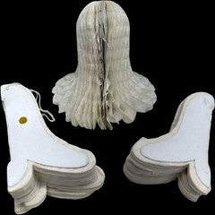 Vintage Lot Of 23 White Honey Comb Tissue Paper Bells Doves Wedding Decoration