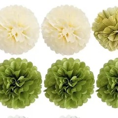 16Pcs Paper Flower Tissue Pom Poms Hanging Flower Ball Wedding Party Decor Green