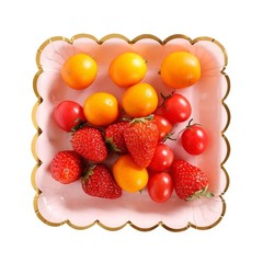 Geeklife Pink Disposable Paper Party Plates Bulk, 7 Inch Metallic Gold Paper …