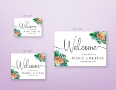 Custom Wedding Welcome Sign Tropical Flower Outdoor Indoor Sign For Gift