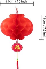 20 linternas de papel rojas de 10 pulgadas para decoración de festivales