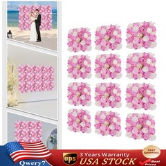 3D Flower Wall Panel-12pcs Artificial Flower Wall Background Silk Rose Wedding
