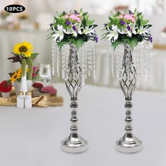 10Pcs Silver Crystal Flower Stands – 21.7in Wedding Table Centerpieces