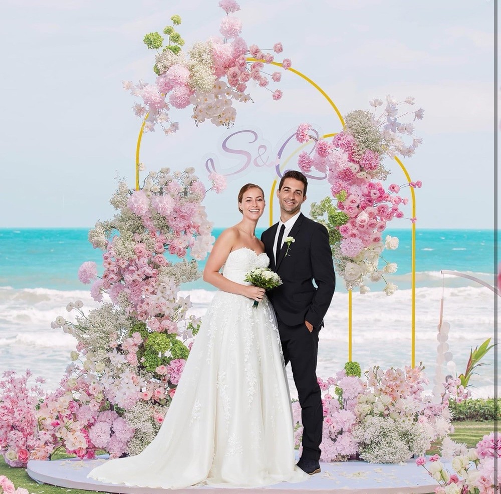 Gold Metal Arch Backdrop Stand Set – 7.2FT & 6FT for Wedding Party Decor