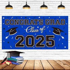 Graduation Party Decorations 2025 Plastic Backdrop – 65″ x 32.7″ Congrats Gra…