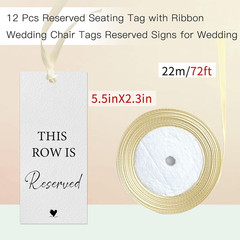 12 Pack Wedding Reserved Seating Tags for Chairs,This Row Is Reserved Signs with