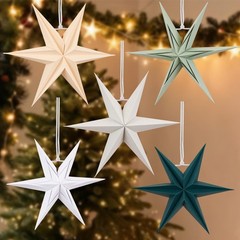 Paper Stars Christmas Party Decorations, 5PCS 6-Pointed Paper Star Hanging De…