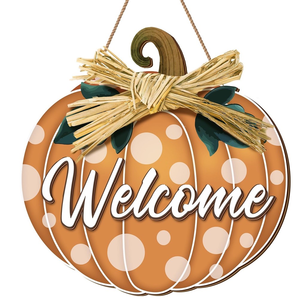 Shellwei Thanksgiving Fall Door Decoration Pumpkin Welcome Sign Thanksgiving …
