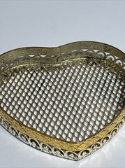 Vintage 4×4 Inch Metal Heart Wedding Container + Lid With Dried Red Rose Petals