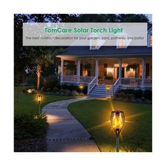 TomCare Solar Lights Outdoor 99 LED Higher & Larger Flickering Flame Solar To…