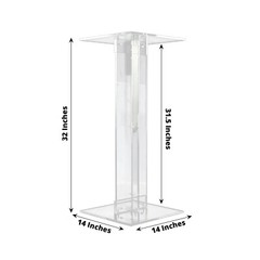 32 in Clear Acrylic Flower Display STAND Square Top and Base Party Decorations