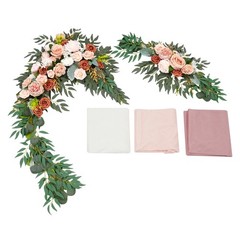 Ceiling Drapes Wedding Arch Draping Fabric Chiffon Decor w/ Artificial Flowers