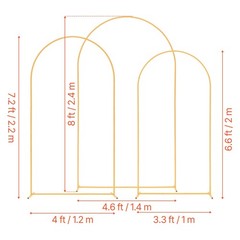 Uimoso Wedding Arch Backdrop 3 PCS Metal Stand 8′ 7.2′ 6.6′ Events Decor Party