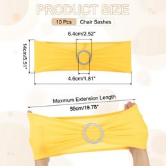 10 Pack Chair Sashes, Stretch Chair Cover Band Bows Cover Band, Bright Yellow