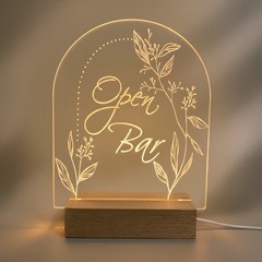 LED Light-Up Acrylic Event Sign for Ceremony | Open Bar Sign