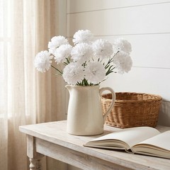 Larksilk White Carnations, Fake Flowers, 100 Pack for Events, Weddings, DIY