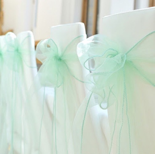 50x Mint Organza Chair Sashes Bow Cover Wedding Banquet Party Ceremony Decor