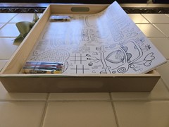 Wooden Tray with Wedding Coloring Sheets & Crayons