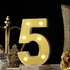 6″ tall GOLD 5 LED Lighted Marquee Numbers Sign Party Wedding Events Decorations