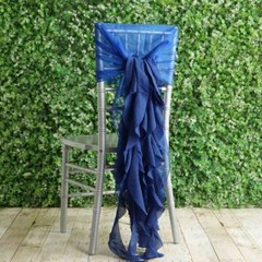 Royal Blue Premium Curly Chiffon CHAIRS Covers Cap SASHES Bows Ties Wedding