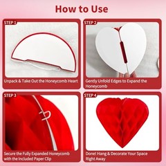 PCS Valentines Day Decor, Red Pink Heart Valentines Party Decorations Pom 16