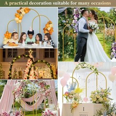 3Pcs Gold Metal Wedding Arch Frames 6ft 6.6ft 7.2ft Party Backdrop