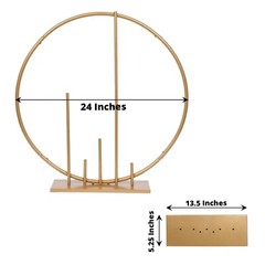 Gold 24″ Round Metal FLORAL HOOP Pillars Standing Wreath Table Centerpiece Party