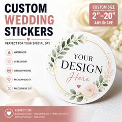 Custom Wedding Stickers Waterproof Vinyl Labels Favors Seals 2-20 Inch