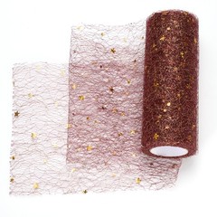Moon & Star Tulle Rolls Fabric, 6″ x 10 Yard Nylon Tulle Ribbon, Wine Red