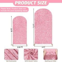 MODFUNS Glitter Arch Covers 7.2&6ft Pink Gold Wedding Arch Cover Set of 2