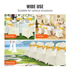 VEVOR 50PCS Beige Stretch Spandex Folding Chair Covers for Wedding Party Dining
