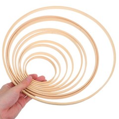 9Pcs Bamboo Craft Hoops Set Khaki Floral Macrame Rings for Wedding Decor