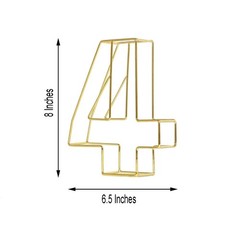 GOLD 8″ tall 3D Metal Wire Number 4 Party Wedding Reception Backdrop Supplies