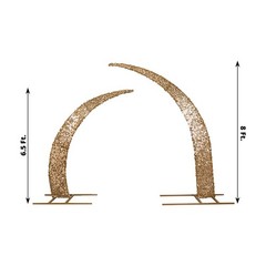 2 GOLD Big Payette Sequin Half Crescent Moon Arch BACKDROP STAND Events Wedding