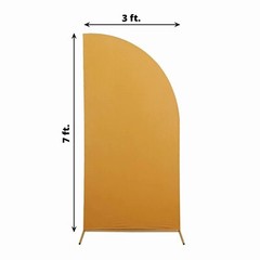 7 ft x 3 ft GOLD Matte Fitted Spandex Half Moon Arch Stand Cover Wedding