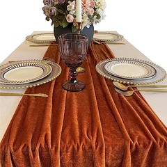 Luxurious Velvet Table Runner 120 Inches Wedding Table 20 x 120 inch Terracotta